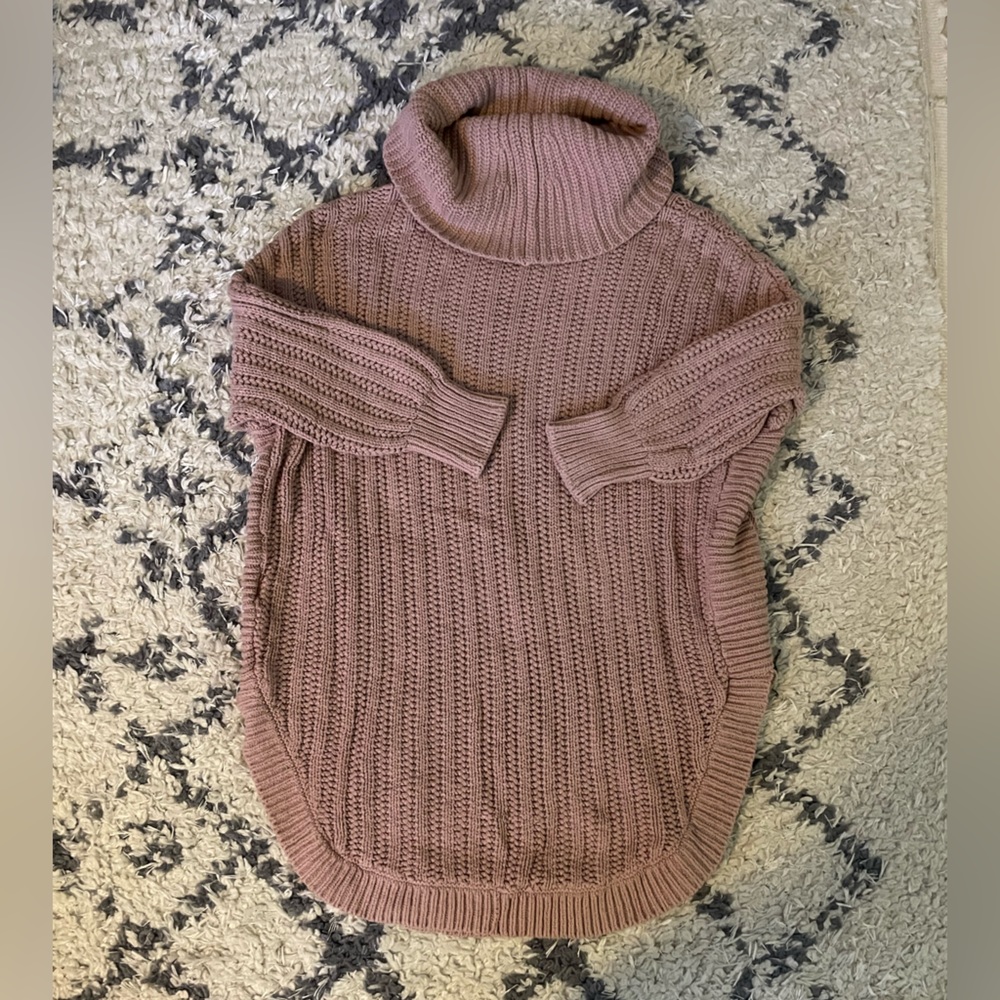 Express Dusty Rose Cowl Neck Oversized Knit Sweater - Size XS